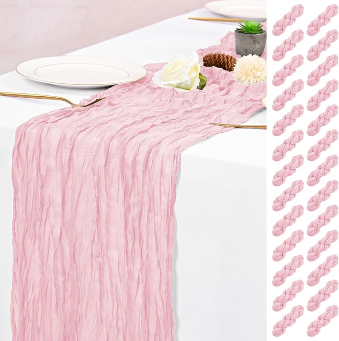 25 Pack Pink Table Runner 17 x 108inch Cheesecloth Table Runner Boho Gauze by Lumaycens