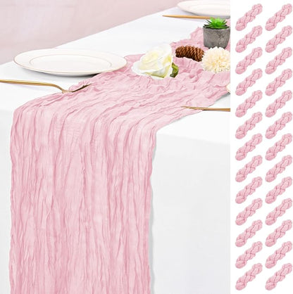 25 Pack Pink Table Runner 17 x 108inch Cheesecloth Table Runner Boho Gauze by Lumaycens