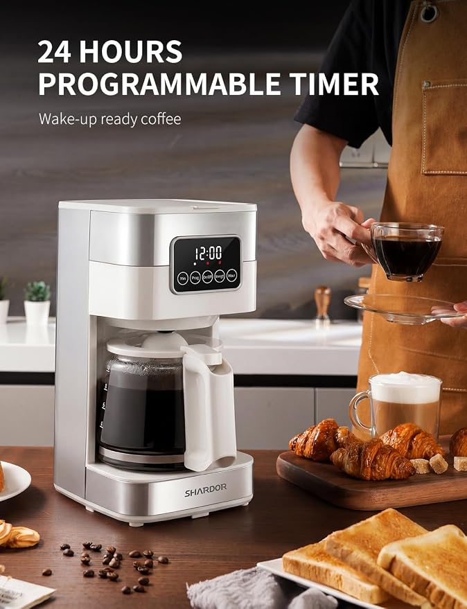 SHARDOR 10-Cup Programmable Coffee Maker, Regular & Strong Brew Drip Coffee - Image 3