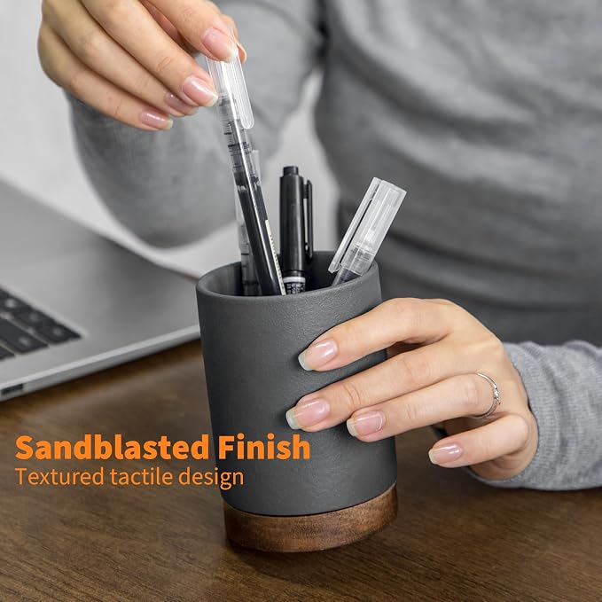 Ceramic Pen Holder for Desk, Pencil Cup, | Organizer and Makeup Brush Holder - Image 3