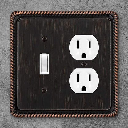 Henne Bery Rope Edge Decorative Wall Plate Switch Plate Outlet Cover (Toggle/Duplex, Aged Bronze)