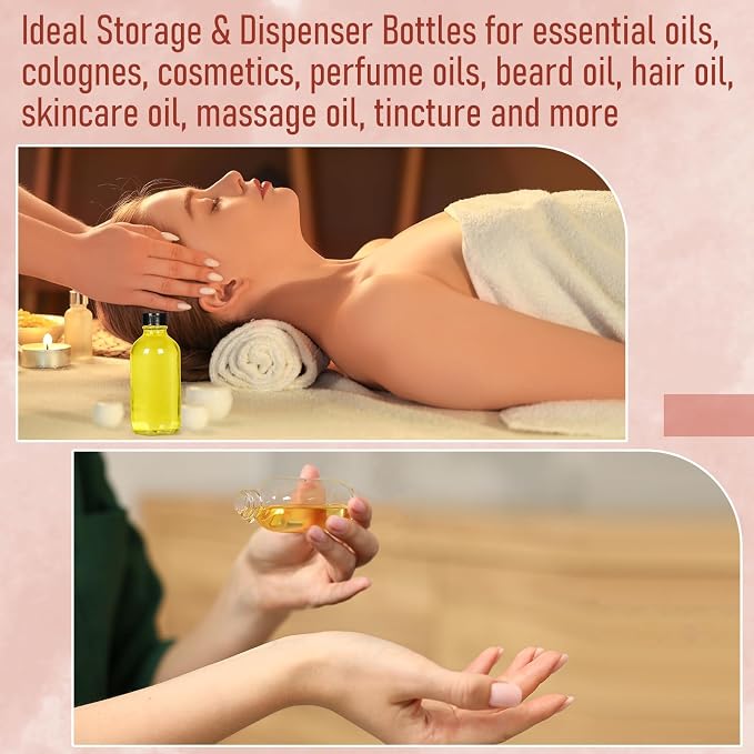 AOZITA 8 Pack, 2 oz Small Clear Glass Bottles w/Lid & 2 Funnels - 60ml Boston - Image 6