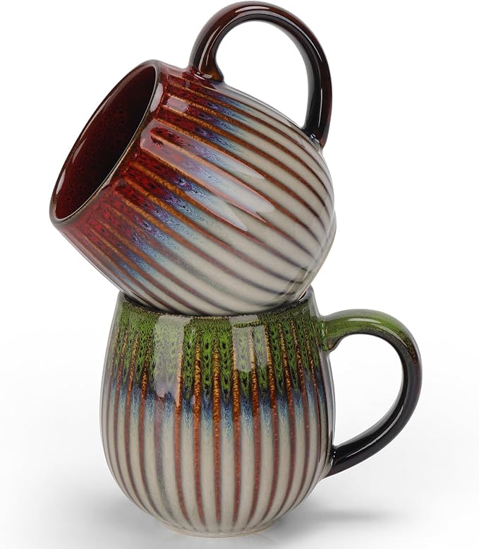 CosyCorner Ceramic Coffee Mugs, 17 oz Large Coffee Cups, Couple Coffee Mugs Set by CosyCorner