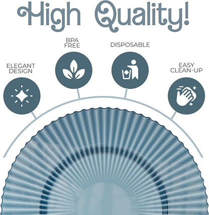 Exquisite 80 Piece Plastic Disposable Plates Set For 40 Guests I 40 X 9 Inch & 40 X 11 Inch Disposable Plastic Plates | Color: Blue | Great for Weddings Parties And Formal Occasions