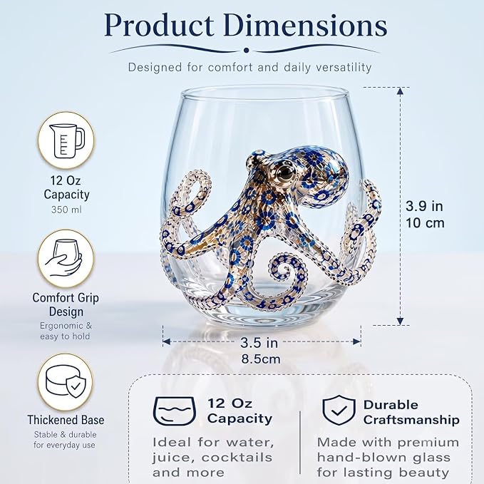 Green Sea Turtle Artisanal Glass, 3D Marine Animal Wine Tumbler | Unique Ocean - Image 3