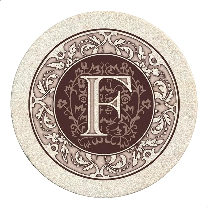 Thirstystone Monogram Letter Natural Sandstone Coaster 4 Pack | Manufactured in by Thirstystone