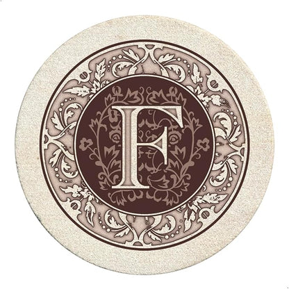 Thirstystone Monogram Letter Natural Sandstone Coaster 4 Pack | Manufactured in by Thirstystone