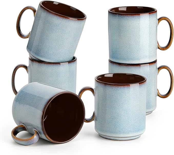 vancasso ONION Ceramic Coffee Mugs Set of 6, 12 Oz Coffee Cups by vancasso