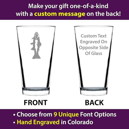 Custom Trout - Pint Glass for Beer - Trout Fishing Gifts for Fisherman - Fun Fish Cups & Lake House Decor - 16 oz