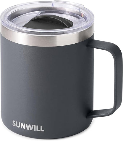 SUNWILL Travel Coffee Mug with Lid, Insulated Tumbler with Handle, 14 oz by SUNWILL
