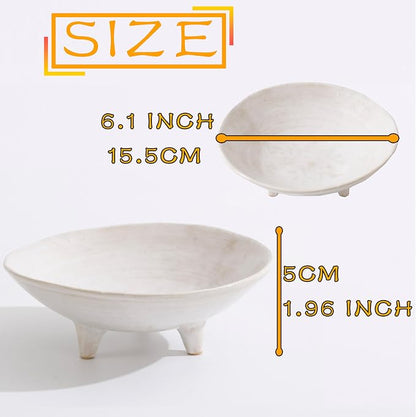 6" Small Decorative Bowl, Candy and Home Decor, Ceramic Bowl （Retro White） - Image 2