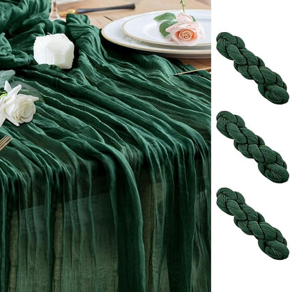 Cheesecloth Table Runner Emerald Green 10FT Boho GauzeRunner by Wokceer