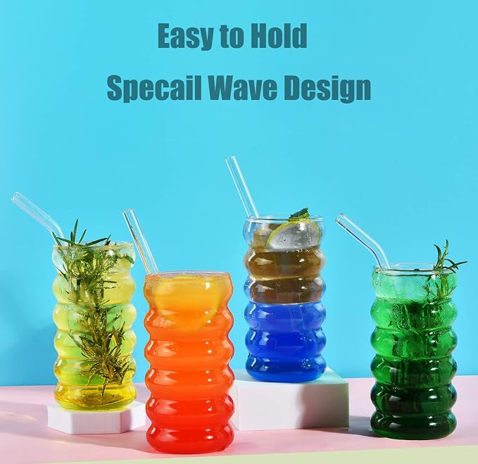 ALINK Ribbed Drinking Glass Cups - Image 3