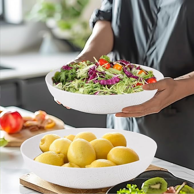 Salad Bowls 10inch Serving Bowls 65oz Large Salad Bowls Wheat Straw Bowls Set - Image 7