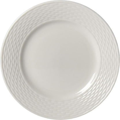 Tabletops Gallery Embossed Bone White Porcelain Round Dinnerware Collection- - Image 7