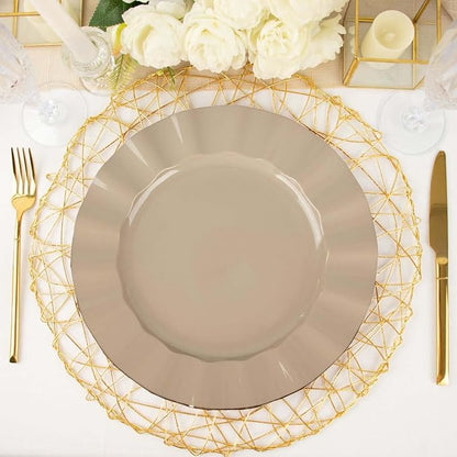 Efavormart 11" Dinner Plates – Set of 10 Plastic Taupe Round Disposable Plates - Image 6