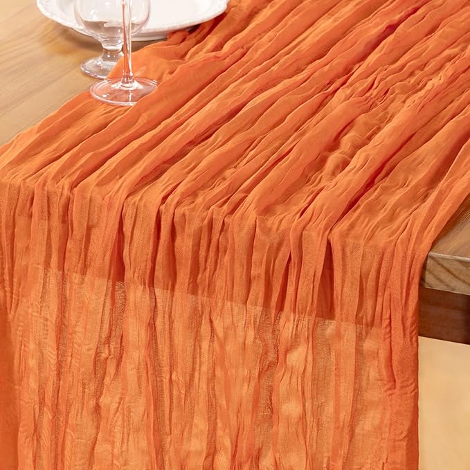 DeZerlor Orange Cheesecloth Table Runner 1 Pack Summer Boho Runner | 120Inches by DeZerlor