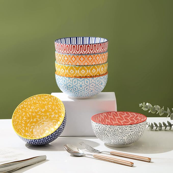 Selamica Ceramic Cereal Bowls Set of 6, 24 Oz Deep Soup Bowls - Image 3