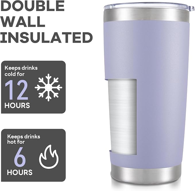 20 oz Tumbler with Lid Stainless Steel Insulated Tumblers Cups Travel Mug | - Image 3