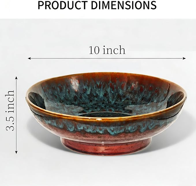 Ceramic Fruit Bowl, 10.2" Decorative Bowl, Large Fruit Bowl - Image 2