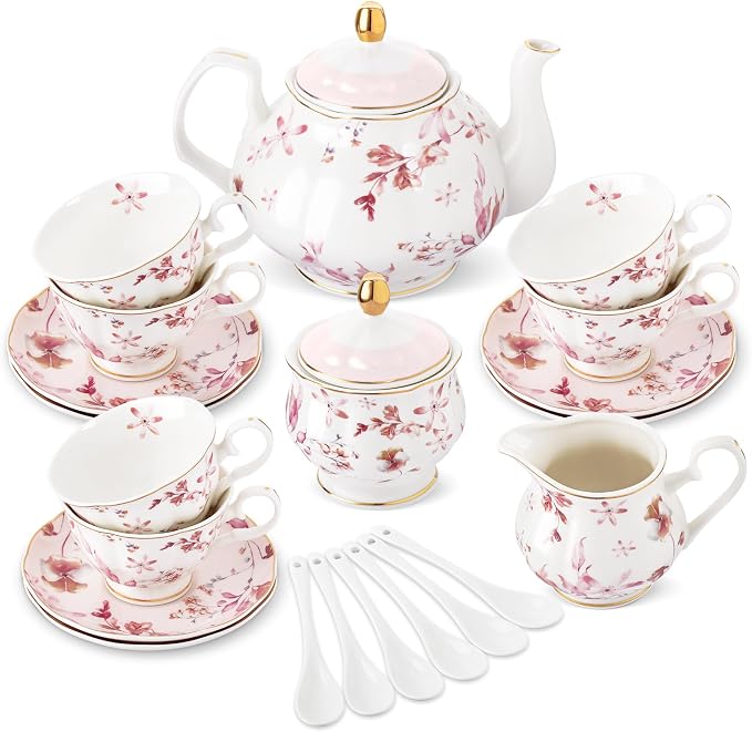 fanquare 21 Pieces British Porcelain Tea Set by fanquare