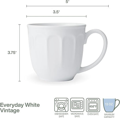 Fitz and Floyd Everyday Vintage Scalloped Set of 4 Porcelain Coffee Tea Mugs - Image 3