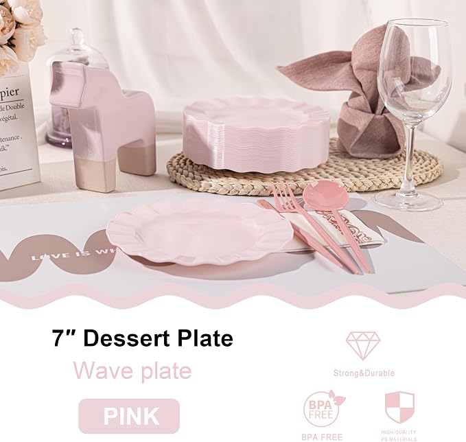72 Pack Pink Plastic Plates, Thanksgiving - Image 2