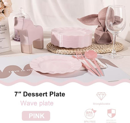 72 Pack Pink Plastic Plates, Thanksgiving - Image 2