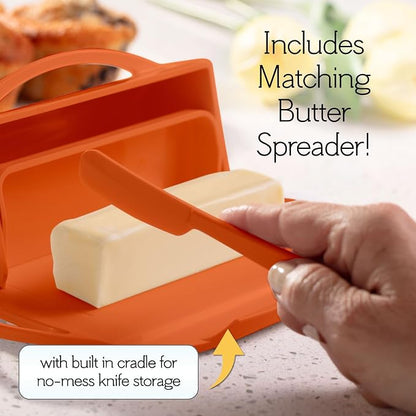 Flip Top Butter Dish with Attached Lid & Matching Knife, 2 Pack - Image 3