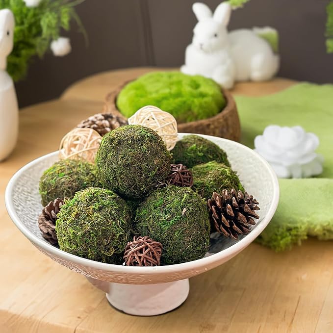 NAHARO New Moss Bowl, Handmade Cement Bowl–Artificial Moss Centerpiece - Image 4