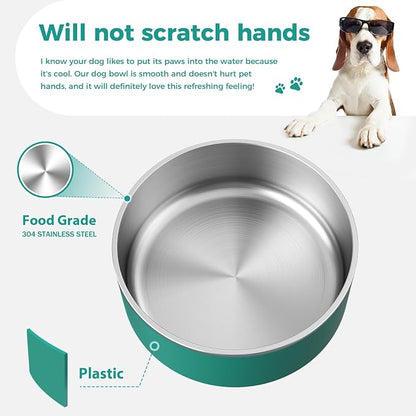 WENBOKMIN Dog Bowl, Stainless Steel Food and Water Bowl, Deep Green | Non Slip - Image 4