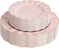72PCS Pink Plastic Plates, Heavy Duty Disposable Party Plates with Gold Rim, 36 Dinner and 36 Dessert for Parties and Wedding