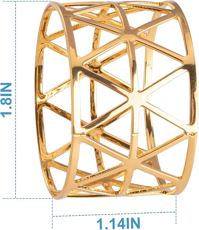12PCS-LUNEY Gold Napkin Rings Set of 12 Metal Napkin Holder - Image 2