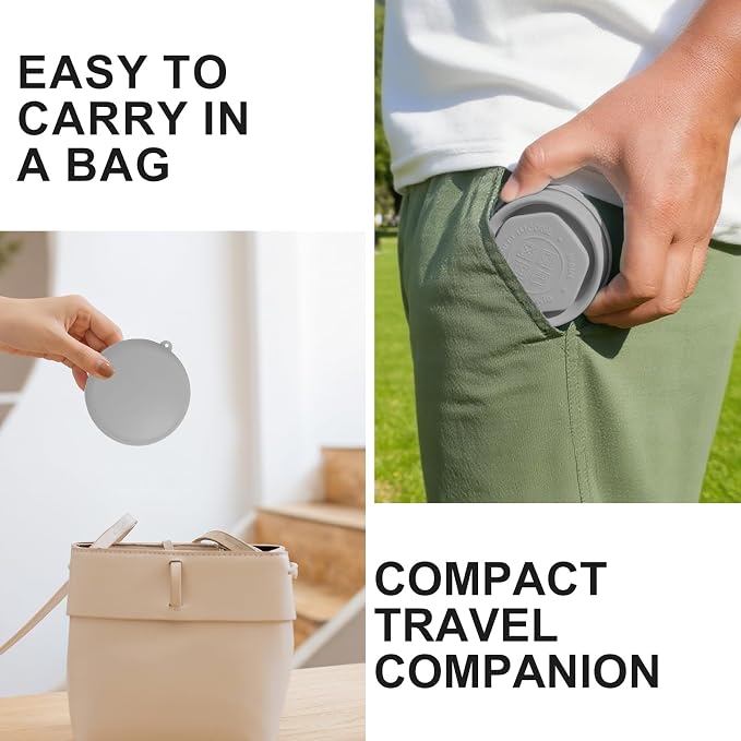Collapsible Travel Cup with Lid - 6oz Mini Silicone Folding Cup with Stainless - Image 6