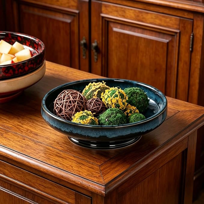Ceramic Fruit Bowl for Kitchen Counter, Decorative Pedestal Bowl for Table - Image 5