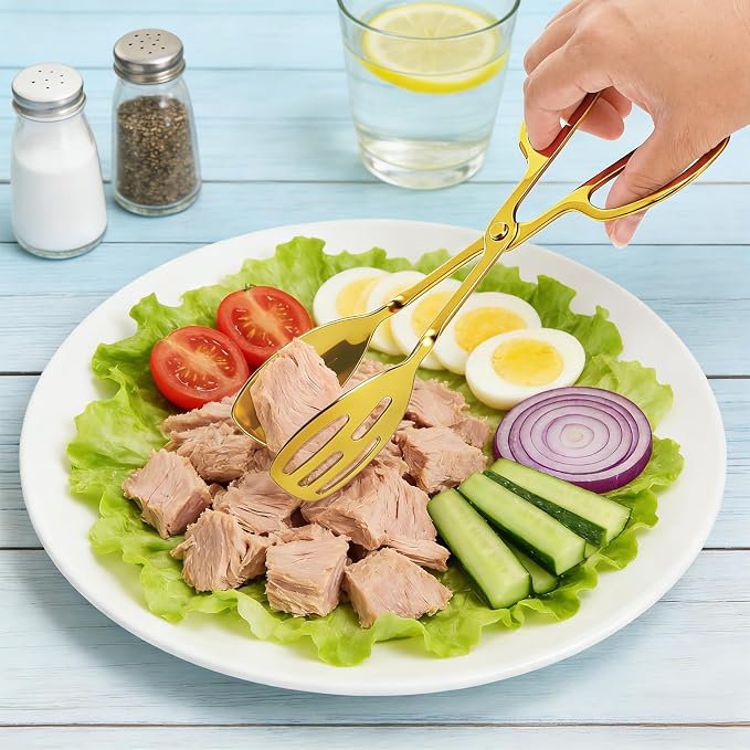 2 Pack Gold Salad Tongs, Buffet Serving Tongs, Stainless Steel | 10 Inch Gold - Image 5
