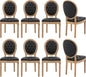 Vintage French Dining Chairs Set of 8, Round Back PU Leather Upholstered Side Chairs with Nailhead Trim and Solid Wood Frame, Sillas de Comedor for Dining Room & Kitchen, Black