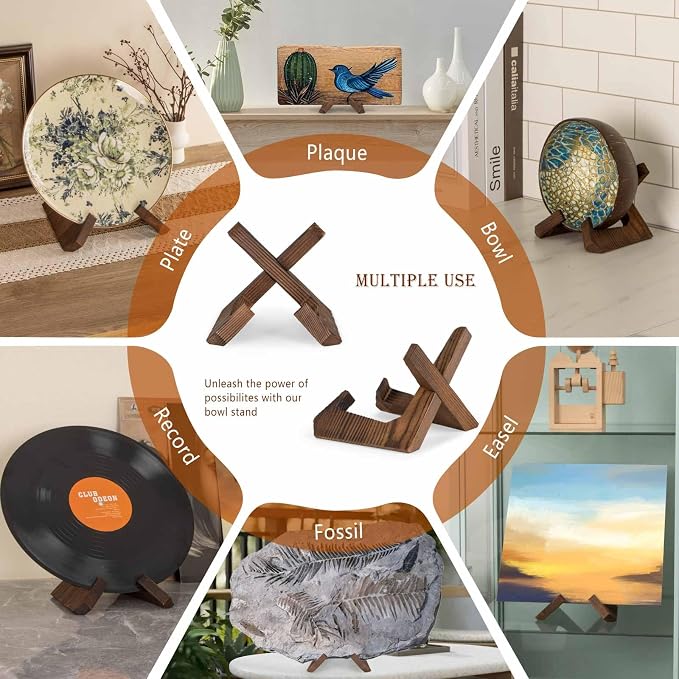 ANBOXIT Bowl Stands for Display, 3.5 Inch Plate Holder, Wooden Easel | Frame - Image 6