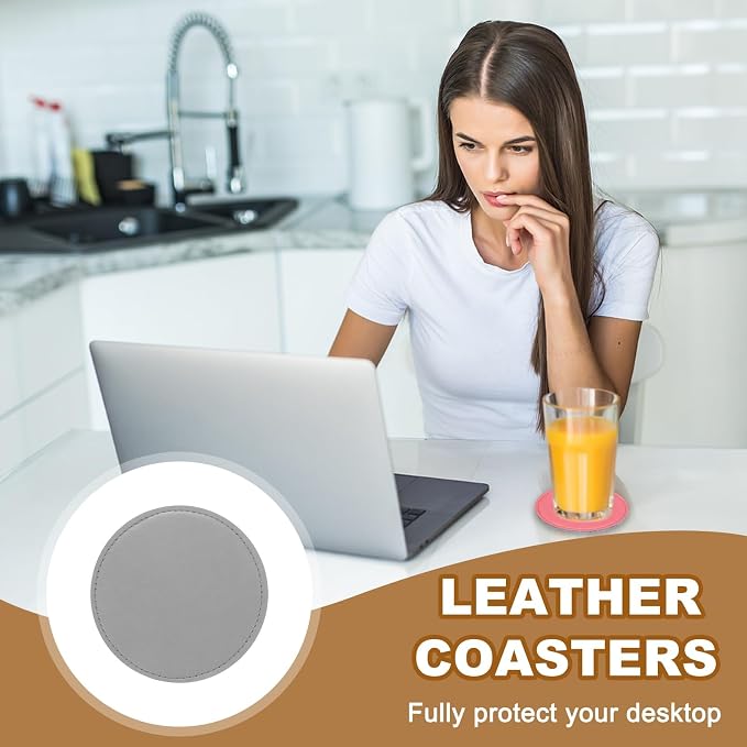 uxcell 5Pcs PU Leather Coasters - Image 6