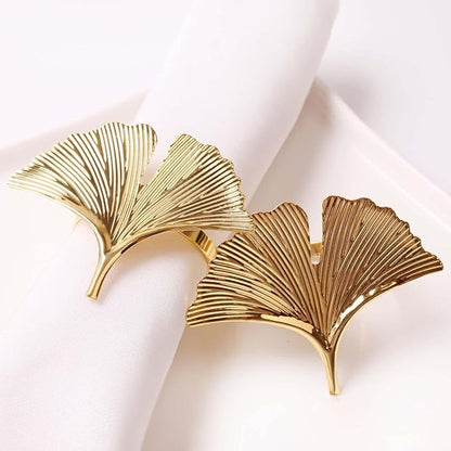 Set of Four Ginkgo Leaf Gold Napkin Rings - Image 3