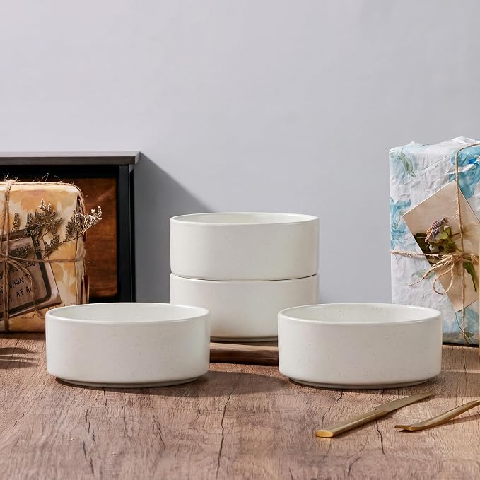 E-far Cereal Bowls Set of 4, 25oz White Ceramic Deep Soup Bowls - Image 7