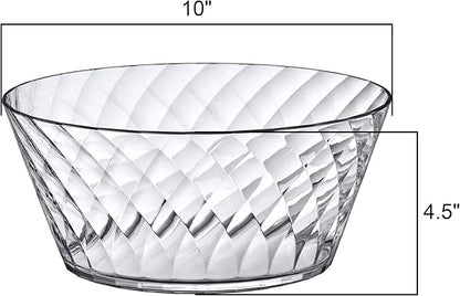 Amazing Abby - Bonita - 130-Ounce Plastic Serving Bowls (Set of 2), 10-Inch Clear Salad Bowl Set, BPA-Free, Shatter-Proof, Dishwasher-Safe, Stackable, Great for Salad, Fruit, Cereal, Snack, and More