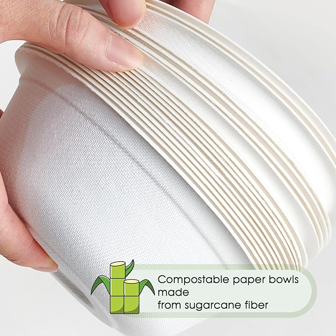 150 Pack 12 oz Compostable Paper Bowls Disposable - Image 3