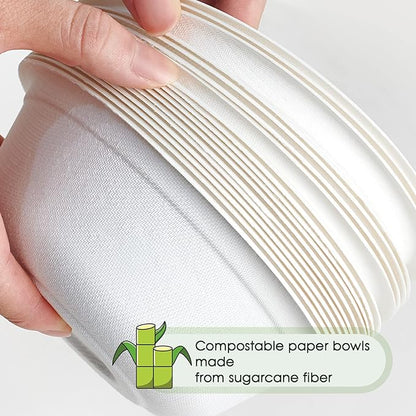 150 Pack 12 oz Compostable Paper Bowls Disposable - Image 3