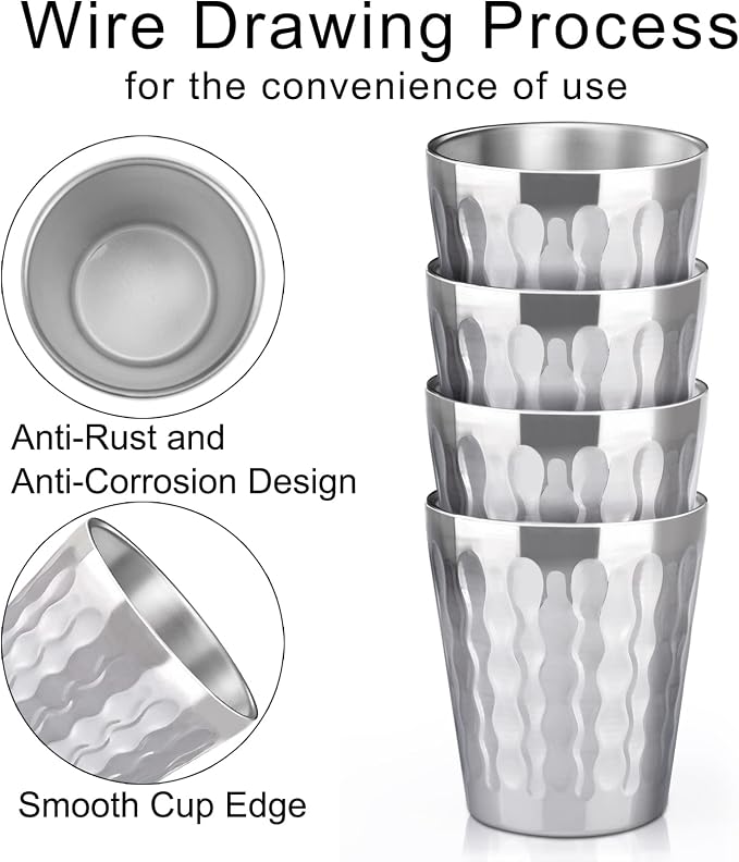 Beasea Stainless Steel Cups 10 oz, 8 Pack Small Bulk Stainless Steel Tumbler - Image 3