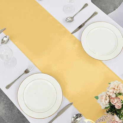 4-Pack Light Gold Satin Table Runner 12 x 108 Inch Long Bright and Smooth Silk - Image 4