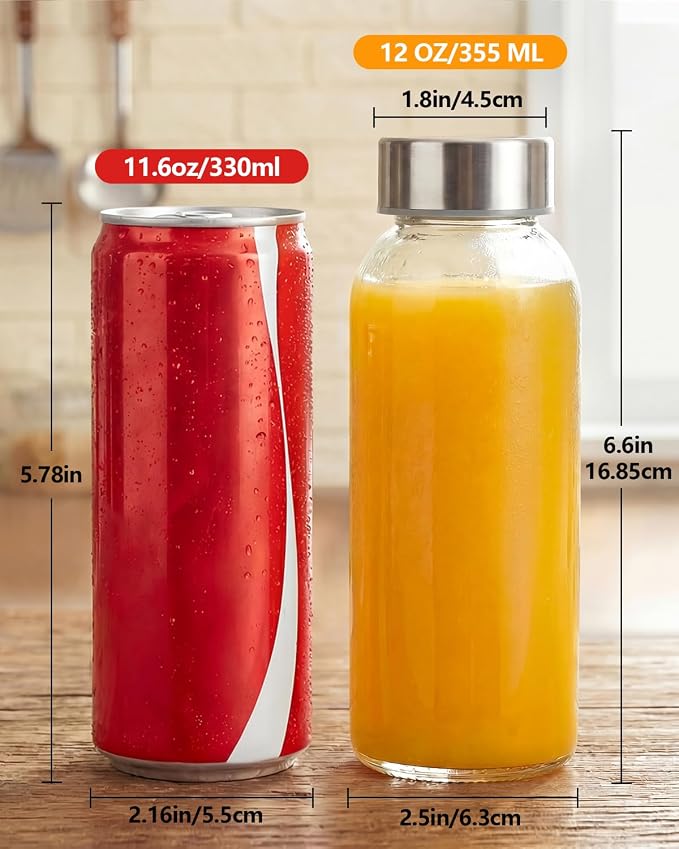 Zukro Glass Water Bottles with Stainless Steel Lids 12 oz, BPA Free 100% Leak - Image 9