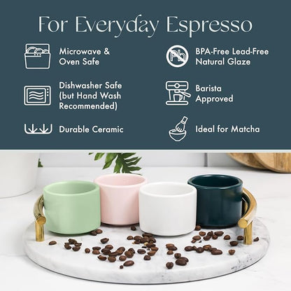 Folk Ceramics Leonard Ceramic Espresso Cups, Misty Green, Double Walled - Image 5