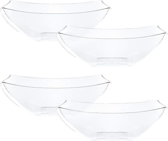 PLASTICPRO Disposable 32 ounce Square Serving Bowls, Party Snack or Salad Bowl by PLASTICPRO