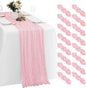 16 Pack Light Pink Cheesecloth Table Runners 20x120 Inch Gauze Table Runner by Yorcari